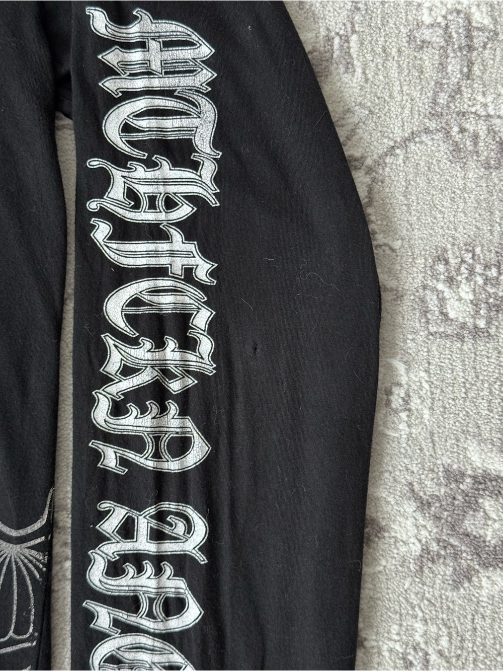 Jaded by Knight Long-Sleeve Graphic Tee with Leather Appliqué - Hand Made in USA - Picture 8 of 8